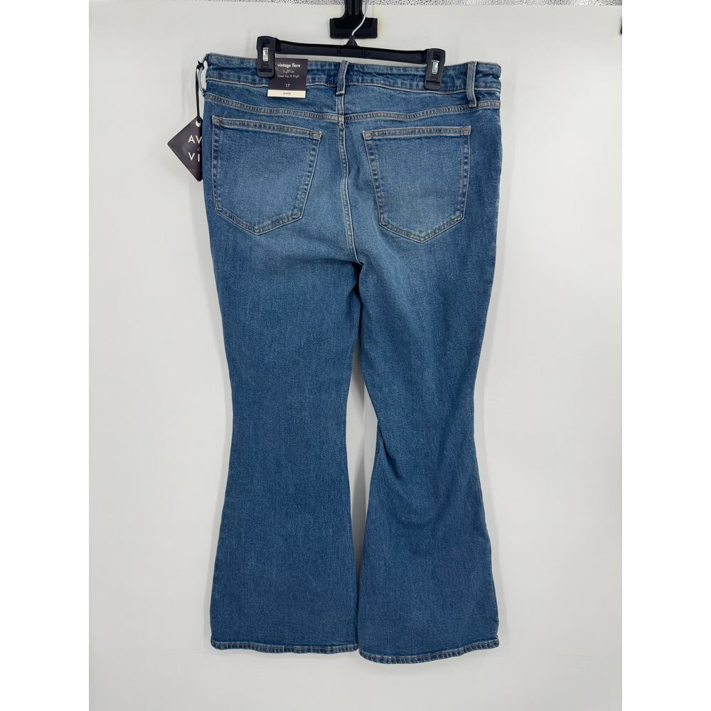 Ava & Viv High Rise Flare Jeans Medium Wash Stretch Denim Plus Women Size 17 NWT - Picture 3 of 8